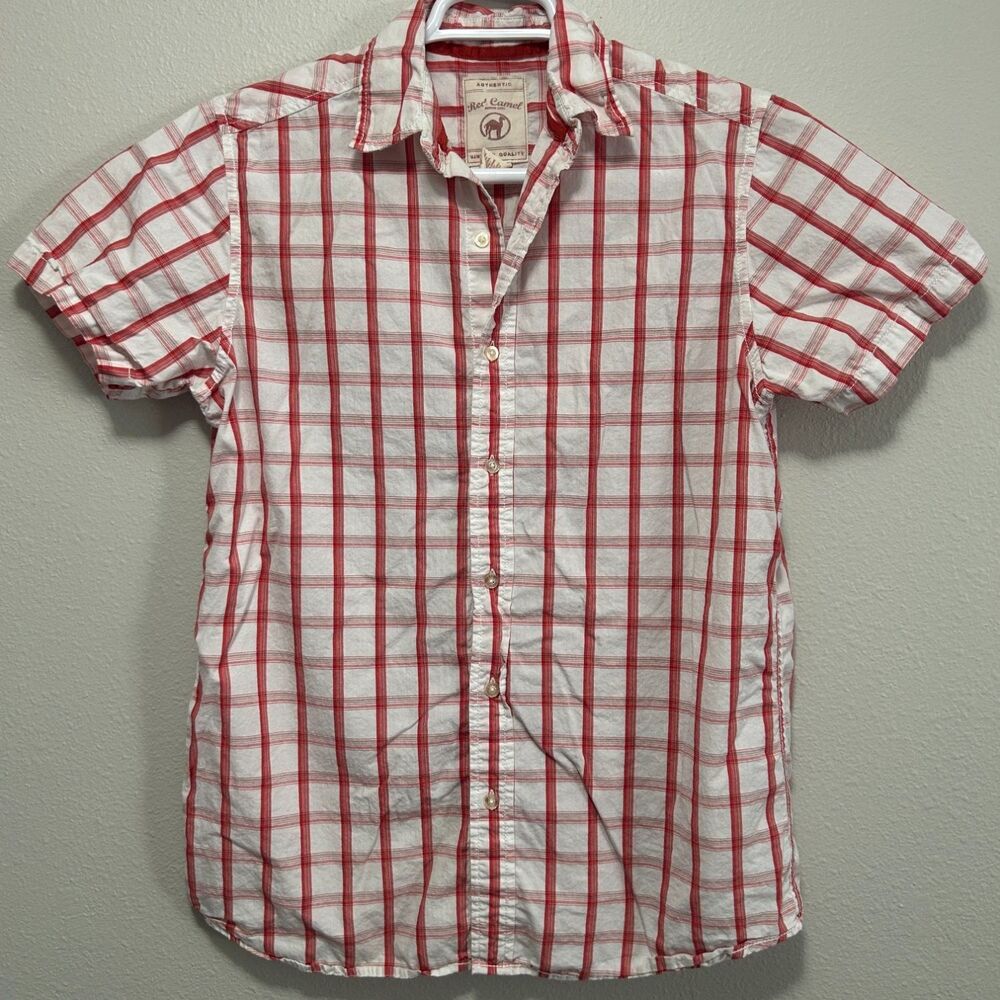 Red Camel Mens M Button-Up Short Sleeves Shirt Sleeve Button